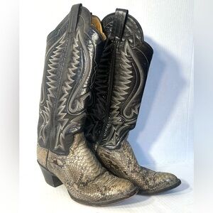 ❗️ Women’s Western Cowboy Cowgirl Black Leather Snakeskin Boots Size 6 Panhandle